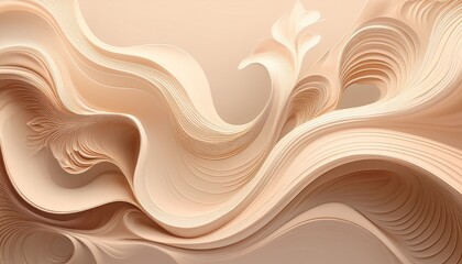 abstract organic fluid formations in soft beige tones generative ai