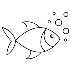 3d icon of fish swimming with bubbles