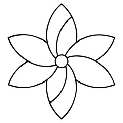 3d icon of outline of a sixpetal flower with swirling lines
