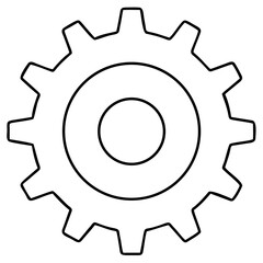 3d icon of outline of a gear with multiple teeth
