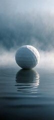 Floating Sphere over Misty Lake