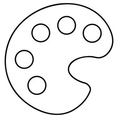 3d icon of artists paint palette with circular wells for colors, symbolizing creativity, art, and painting