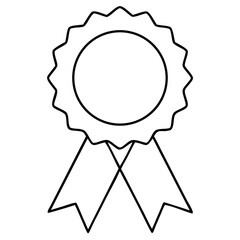 3d icon of outline of a rosette award ribbon