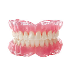 Obraz premium A complete set of upper and lower dentures presented on a clean white background