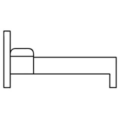 3d icon of simple line drawing of a single bed with a headboard and pillow