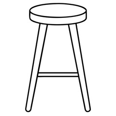 3d icon of a simple line drawing of a tall, threelegged bar stool with a round seat, isolated on a