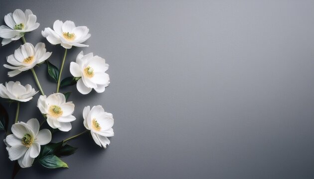 minimalist sympathy condolences card flowers on a muted grey background funeral concept copy space