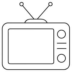 Obraz premium 3d icon of line drawing of a vintage television set with antennas