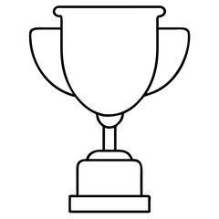 3d icon of outline drawing of a trophy cup with handles and a base