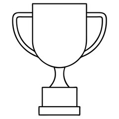3d icon of a simple black and white line drawing of a trophy