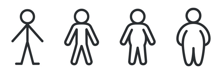 Human Body Shapes Thin Fat Types Linear Icons Design Slim Obese Figure