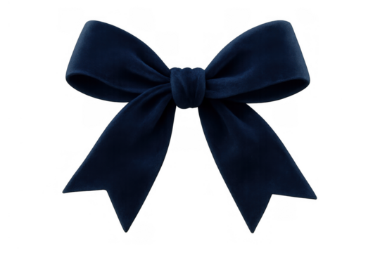 Elegant dark blue velvet bow for gift wrapping and holiday decoration, creating a luxurious festive accent
