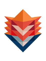 Geometric abstract fox head logo design with vibrant orange red and blue color palette