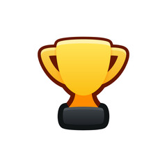 Isolated flat 3d gold cup icon for game, interface, sticker, app. The sign in a cartoon style for match 3, arcade, rpg. The victory award sprite for craft element in hyper casual mobile game.
