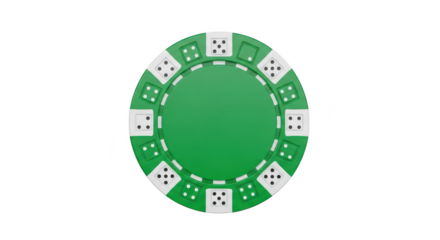 Green poker chip isolated on transparent background
