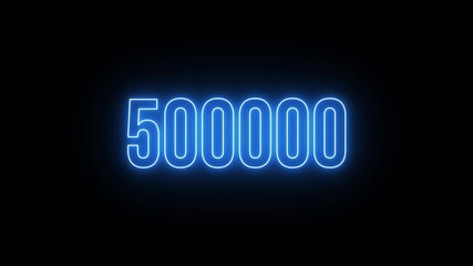 Neon 1 Million counting number animation. 1 Million subscribe celebrate. number animation on black background