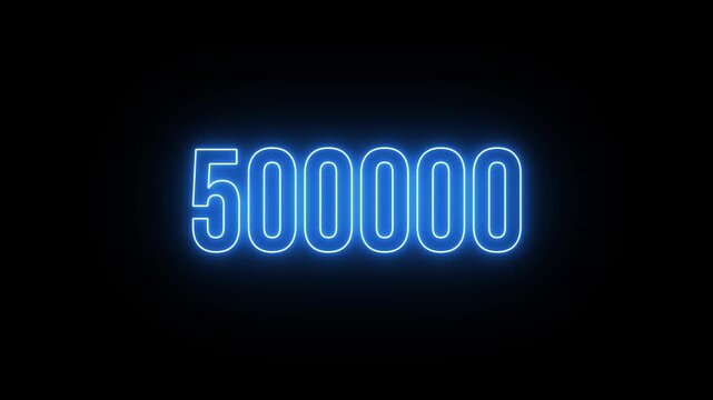 Neon 1 Million counting number animation. 1 Million subscribe celebrate. number animation on black background