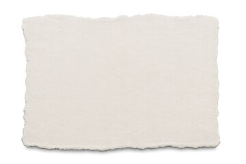 Torn blank piece of old paper with ripped edges, rustic parchment rectangle, transparent background included