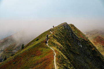 Widok z Col de Balme, Le Tour, Montroc, Francja, Alpy, Chamonix, masyw Mont Blanc. Zdjęcie wykonane we wrześniu 2025, jesień 