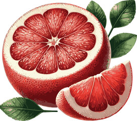 Vector watercolor painted illustration of a grapefruit
