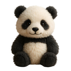 Adorable plush panda toy with soft fur sits looking forward with a sweet expression