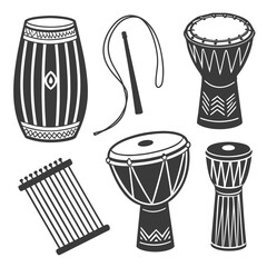 Collection of african drums in vector format
