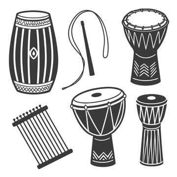 Collection of african drums in vector format