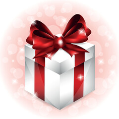 Gift with ribbon and bow isolated on the white background, clipping path included.