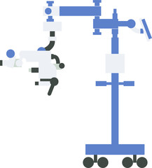 Dental operating microscope vector illustration, modern medical equipment for dentist clinic, flat design healthcare technology concept