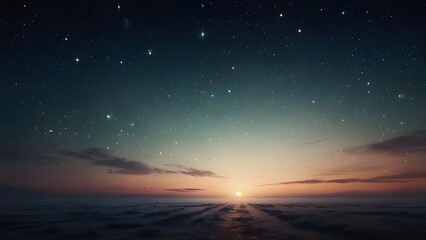 Peaceful Ocean Horizon Under the Starry Night Sky