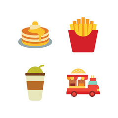 Flat vector illustration of a fast food set