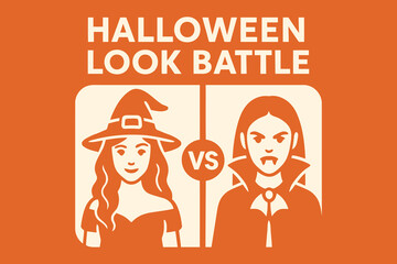 Halloween look battle featuring a witch and a vampire facing off in a versus competition