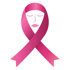 Pink October with woman's face on transparent background