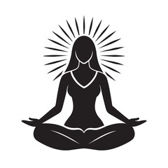 Meditating Woman In Lotus Pose Silhouette Vector Artwork