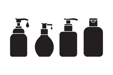 Collection of black silhouette pump bottles and containers
