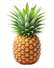  pineapple isolated on transparent white background full depth of field clipping path