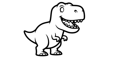 Fototapeta premium Toddler T-Rex Dinosaur Thick Line Art Easy Coloring Vector
