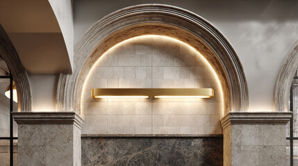 Hyperrealistic KPI speed arc with brass sliders on semicircle ceramic rail and marble base