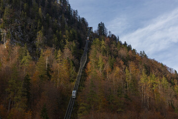 Beautiful landscape and town of Hallstatt on the lake in Austria