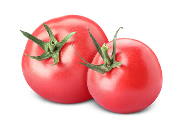 Two fresh red tomatoes isolated on white