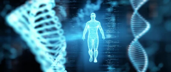 Conceptual illustration of human anatomy and dna structure in digital format - Powered by Adobe