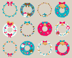 クリスマスリース　オシャレなイラストセット