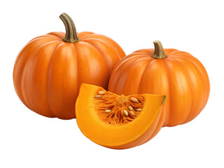  pumpkin isolated on transparent white background full depth of field clipping path