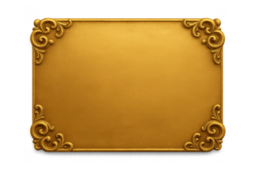Golden ornate decorative plaque frame blank gold