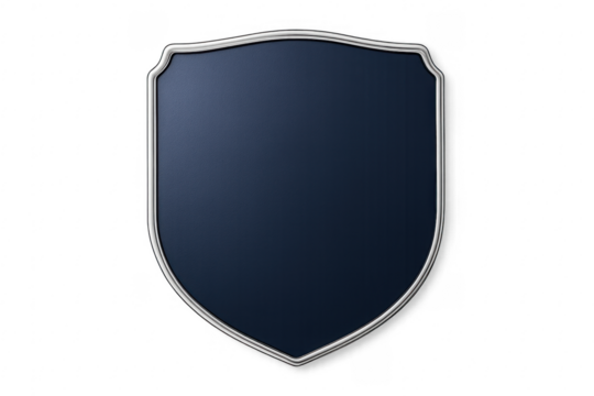 Blue blank shield with silver frame showing protection concept