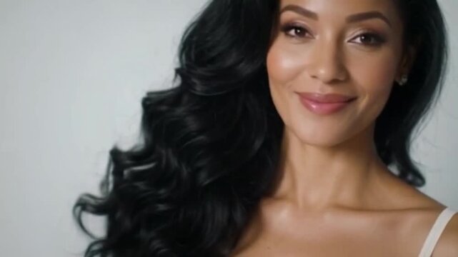 H&uuml;bsche junge Frau mit dunklem Haar