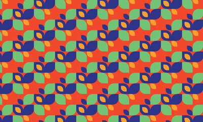 Retro geometric colorful leaf pattern. Bright abstract vector seamless ornament for cover, background, textile, fabric, interior, ceramic, wallpaper, paper decoration
