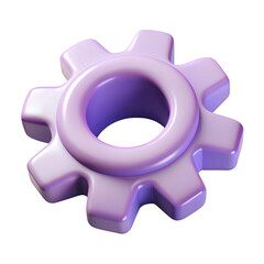 Glossy purple gear cogwheel mechanism style isolated on high quality 3d rendering icon