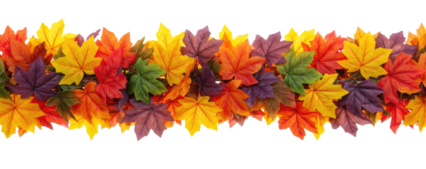 Autumn leaf garland border transparent background cutout png