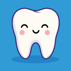 Happy Cute Tooth Cartoon Icon